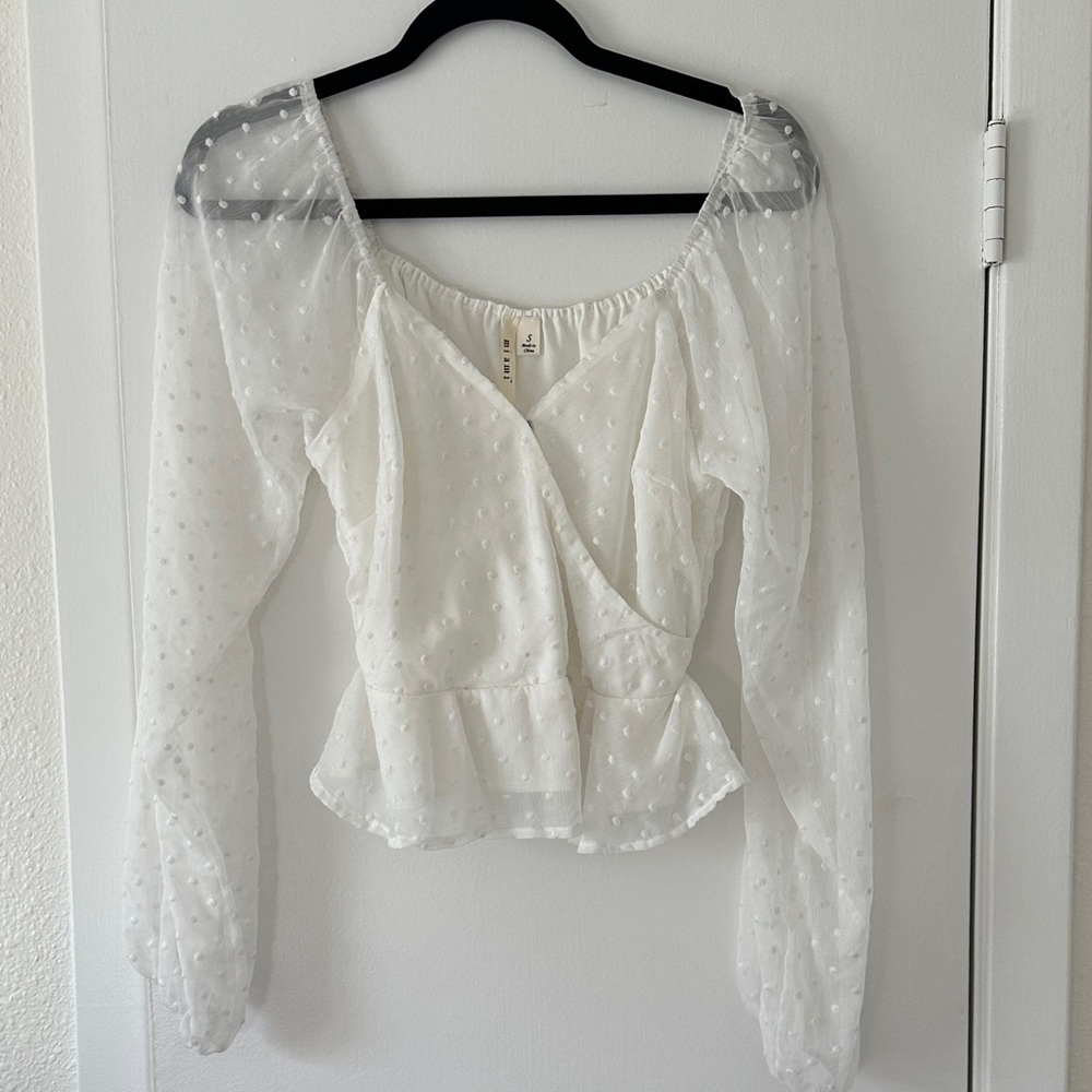Sheer White Polka Dot Blouse